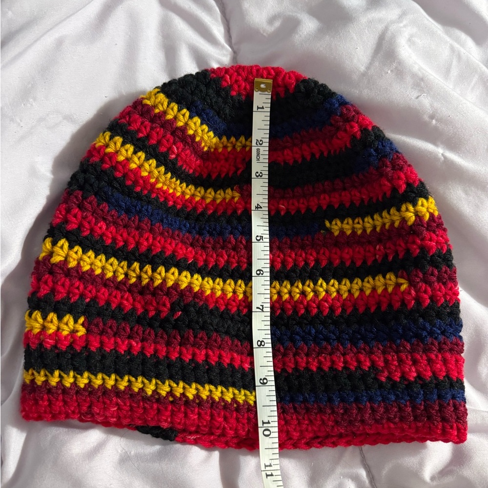 Striped Crocheted Beanie Hat